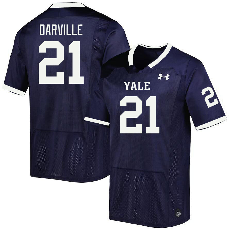 Men-Youth #21 Dylan Darville Yale Bulldogs 2023 College Football Jerseys Stitched Sale-Blue